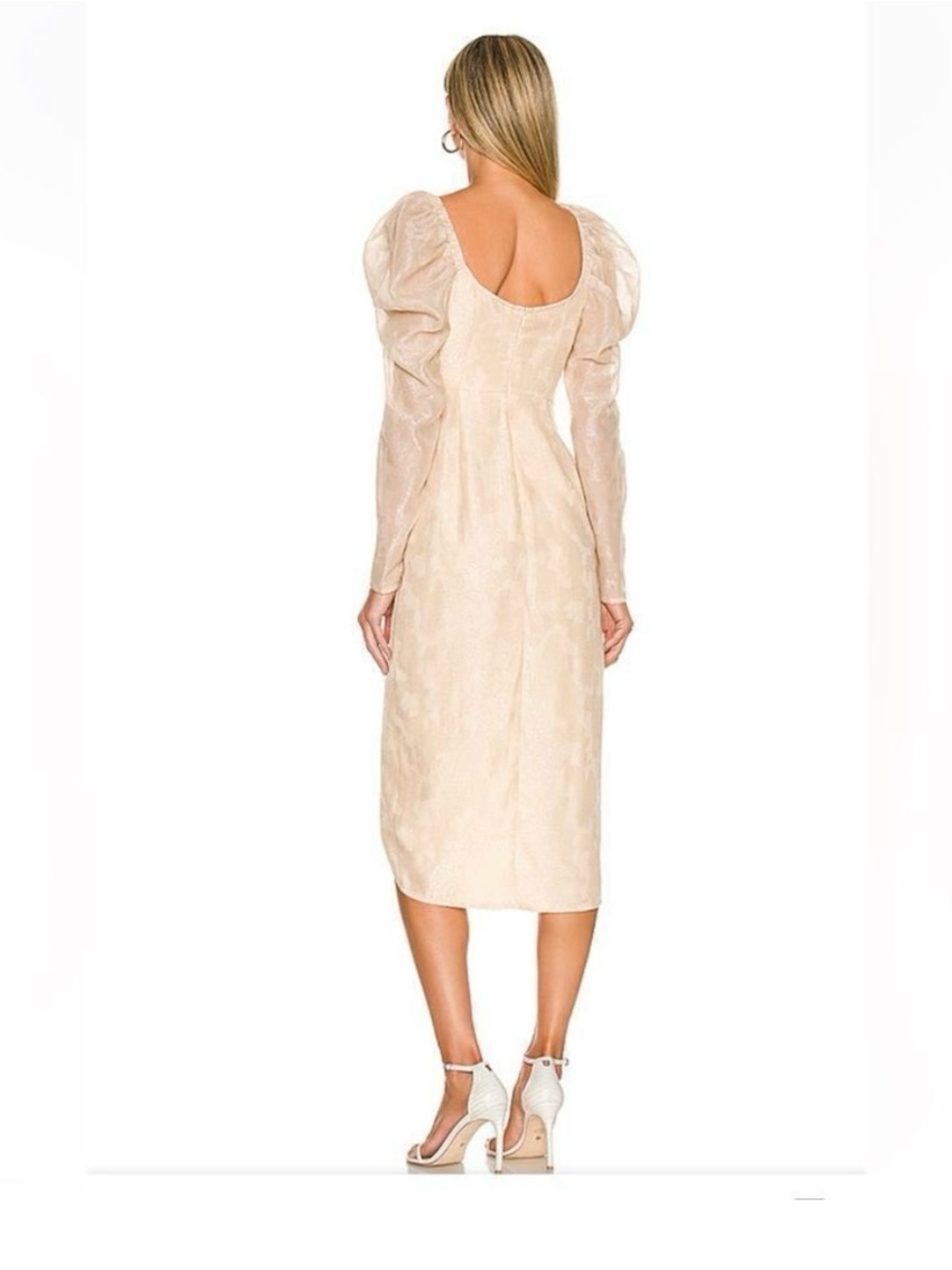 Tularosa Renee Dress in Sandstone Puff-Sleeve Midi Dress